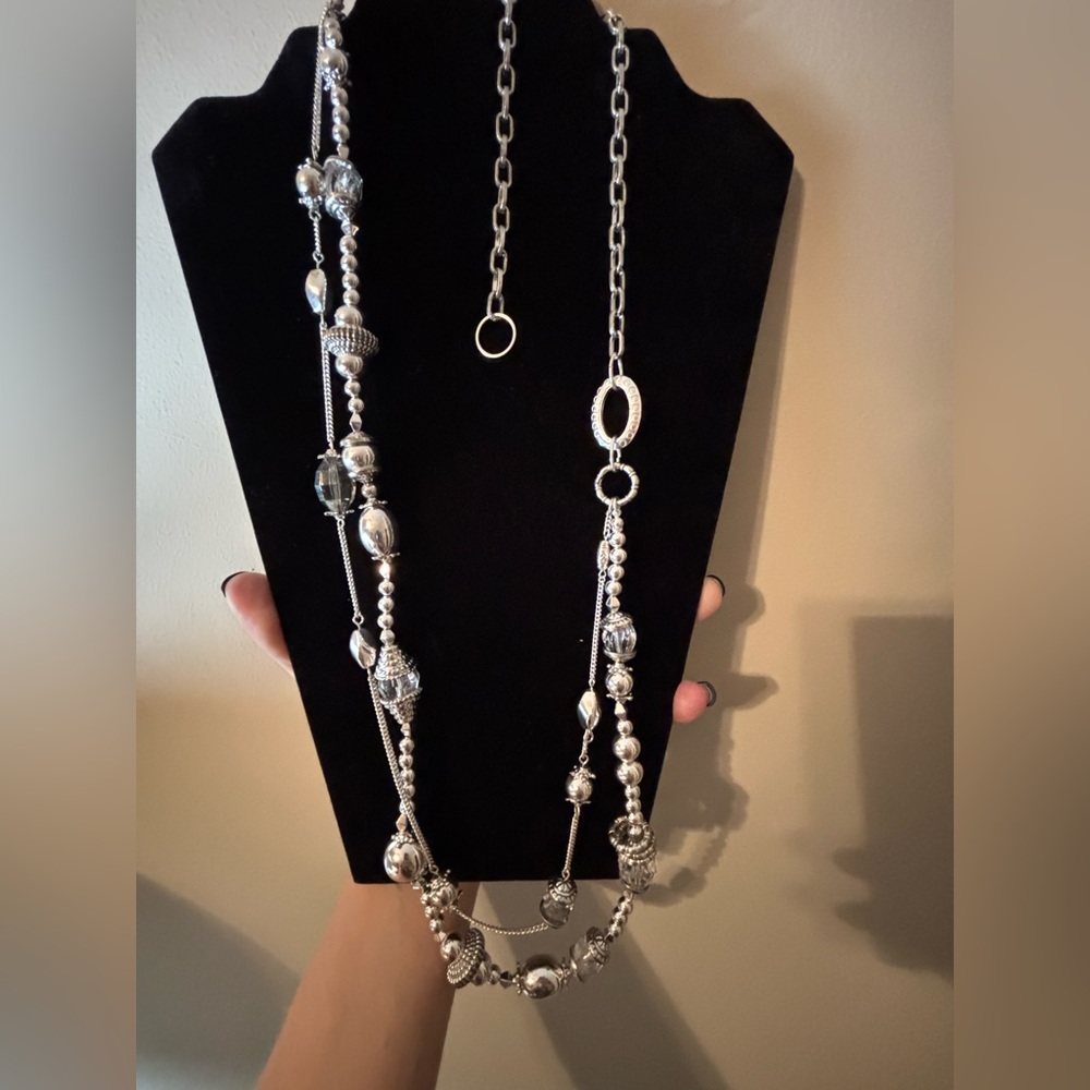 Brand new long silver necklace